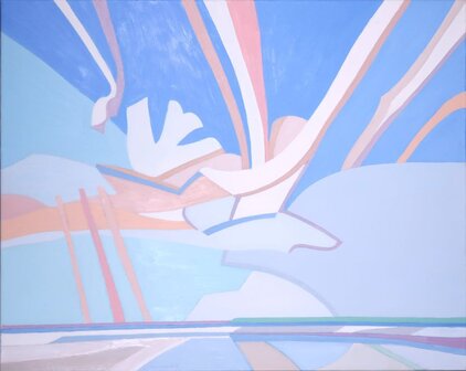 Paul Overhaus - Dynamisch weer - 82 x 102 cm - acrylverf op doek bevestigd op paneel - in witte houten baklijst