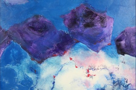 Carolina Paulussen - Blauwe rozen - 130 x 160 - acryl op doek - op spieraam met ophangsysteem