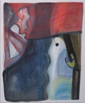 Rein Dool - Hoofd - 101 x 81 cm - Aquarel op papier - ingelijst