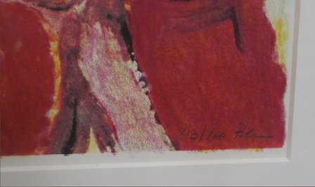 Luis Filcer - Het Beraad - 54,5 x 61,5 cm - Zeefdruk op papier - decoratief hout ingelijst