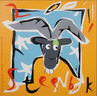 Jeroen Gerlofsma - Steenbok - 90 cm x 90 cm - acryl op doek - aluminium spieraam