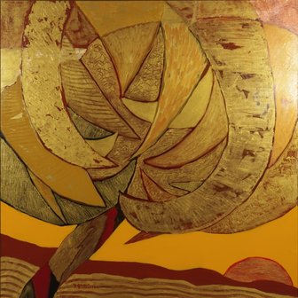 Ronald Boonacker - Palm - 157,5 x 157,5 cm x - Acryl op doek - ingelijst