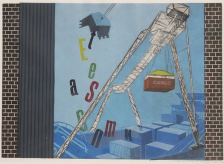 Jan Willem Kwinkelenberg - De taal van de zee overgeslagen - 76 x 98 cm - Gemengde druktechnieken op papier - in houten lijst