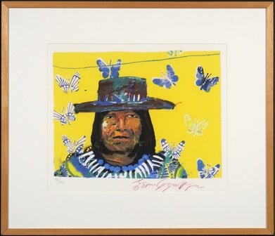 Espen Greger Hagen - Indian Bolivian III - 63 x 73 cm - zeefdruk op papier - ingelijst
