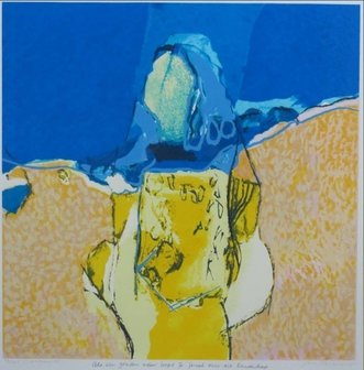 Henk van Vessem - Als een gouden ader loopt je jeugd door dit landschap - 88 x 83 cm - zeefdruk op papier - in houten lijst