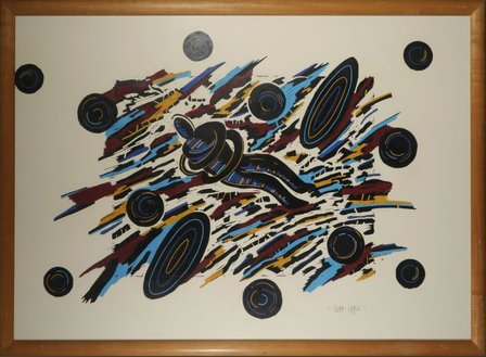 Hans Wap - zonder titel - 108,5 x 148,5 cm - Pastel en acryl op papier - in houten lijst