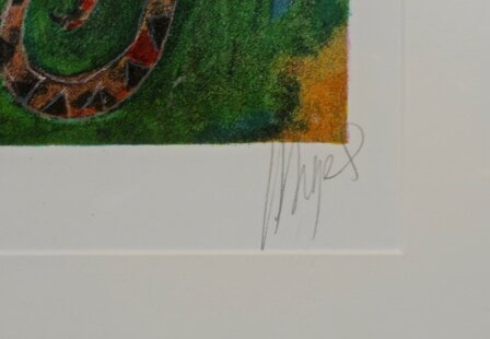 Astrid Engels - zonder titel - 91 x 75 cm - Steendruk op papier - in goudkleurige houten lijst