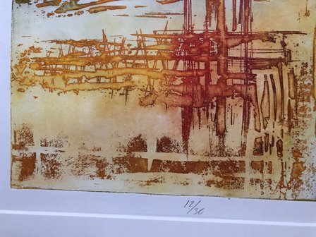 Olivier Beijn - Haven I - 143 x 56 cm - ets op papier - luxe ingelijst