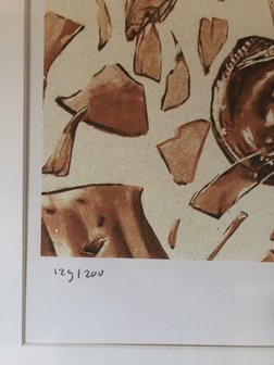 Rob Scholte - Gebroken Flessen - 80 x 86 cm - Zeefdruk op papier - luxe ingelijst