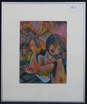 Franca Muller Jabusch - Jongleur - 61 x 51 cm - gouache op papier- ingelijst