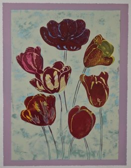 Marjan Jaspers - Tulpen I - 113,5 x 93,5 cm - Zeefdruk op papier - in aluminium lijst