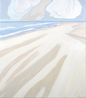 Paul Overhaus - Strand - 82 x 67 cm - acrylverf op doek - in witte houten baklijst zonder glas op paneel van 106 x 91 cm