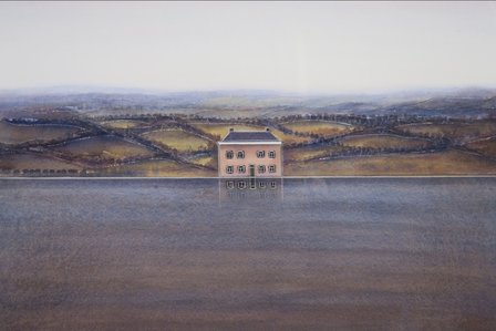 Willem de Vries - Landschap II - 80,5 x 70,5 cm - Aquarel op papier - Aluminium ingelijst