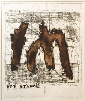 Peter Daniels - Wet Stains (Brown) - 40 x 34 cm - Ets op board en passe-partout