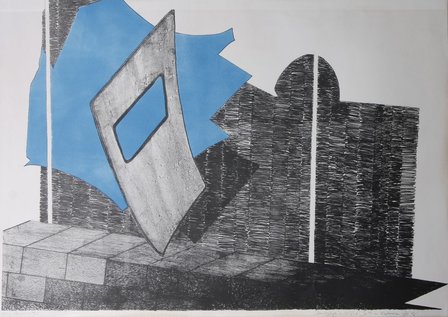 G&eacute; van Kesteren - Beweging in triplo - 60 x 82 cm - Kleuren steendruk op papier