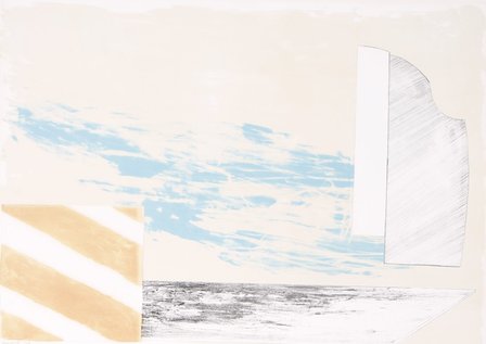 G&eacute; van Kesteren - Gesloten deur - 52 x 72 cm - Kleuren steendruk op papier
