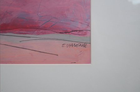 Eugenie Sassen - Landschap - 56 x 71 cm - Acrylverf op papier - in aluminium lijst