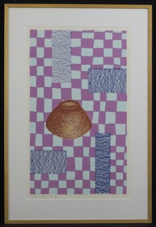 Bob Negryn - Oktober prent - 90,5 x 60,5 cm - zeefdruk op papier - ingelijst