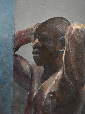Jan van der Vossen - olie op doek - In de spiegel - 67 x 53 x 4.5cm