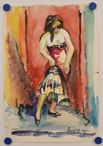 Freek van den Berg - Spaanse danseres - 55,5 x 38 cm - Aquarel