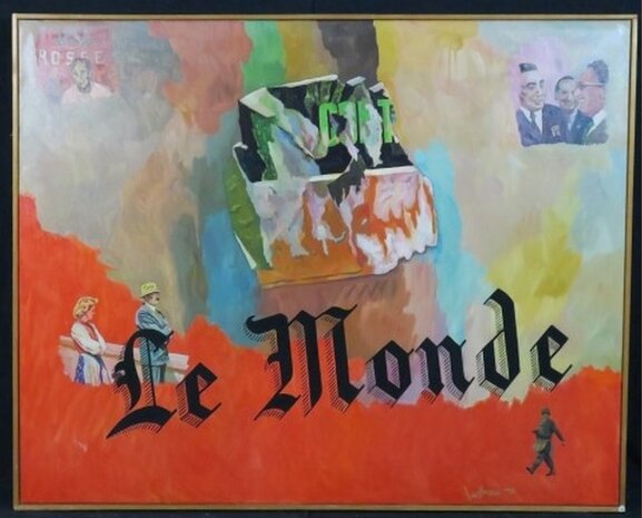 Jan van Holthe - Le Monde - 82 x 101,5 cm - olieverf op doek - in houten lijst