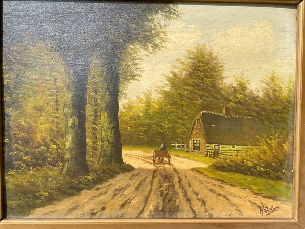 Onbekend gesigneerd werk op paneel - 40x30cm, ingelijst 52x52,5cm
