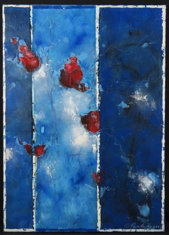 Carolina Paulussen - Blauw met rode rozen 