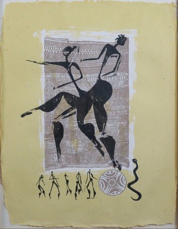 Carla Raadsveld - Afrikaanse Dans - 94 x 74 - Zeefdruk op geschept papier