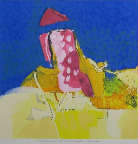 Henk van Vessem - Wolkloos Blauw - 88 x 83 cm - zeefdruk op papier