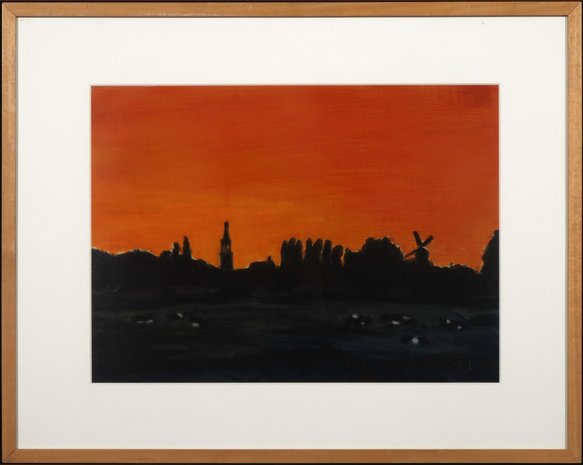 Valentin Bakardjiev - Sunsetting I - 59 cm x 74 cm - Gouache op papier - ingelijst