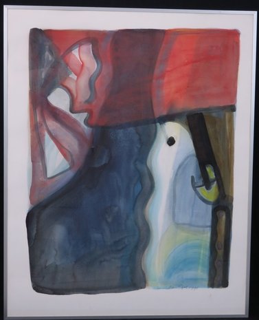 Rein Dool - Hoofd - 101 x 81 cm - Aquarel op papier - ingelijst