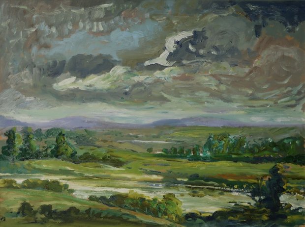 Henk Heideveld - Iers landschap 2 - 63 x 83 cm - olieverf op paneel - ingelijst
