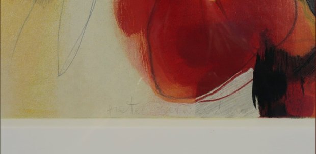 Pieter Vermeulen - Geschikt rood - 69,5 x 115 cm - zeefdruk op papier - in aluminium lijst