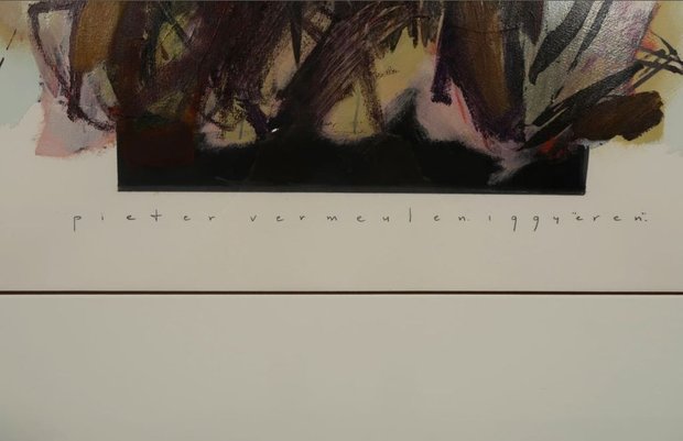 Pieter Vermeulen - zonder titel III - 73 x 86,5 cm - Gemengde techniek op papier - in zwarte houten lijst