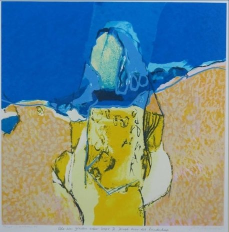 Henk van Vessem - Als een gouden ader loopt je jeugd door dit landschap - 88 x 83 cm - zeefdruk op papier - in houten lijst
