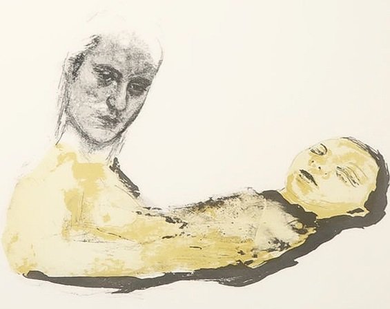 Marianne Aartsen - Duo - 83 x 109 cm - litho op papier - in houten lijst
