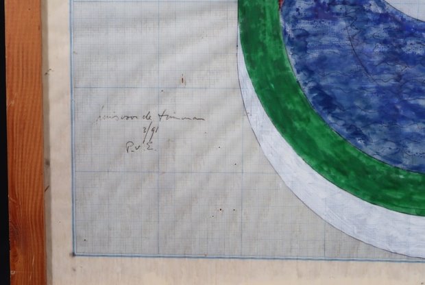 Pieter van Evert - zonder titel - 91,5 x 52,5 cm - Gemengde techniek  op papier - in houten lijst