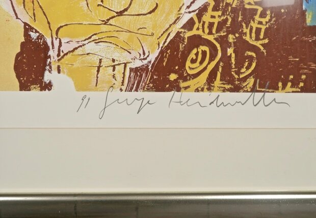 George Heidweiller - Eat - 87 x 90 cm - Zeefdruk op papier - in houten (sier)lijst