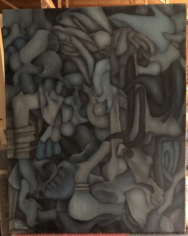 Mordechai Penn - Abstract - 81 x 65 cm - Olieverf op doek