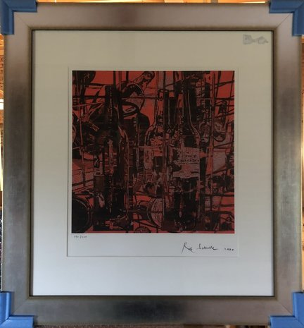 Rob Scholte - Collage Flessen - 80 x 86 cm - Zeefdruk op papier - luxe ingelijst