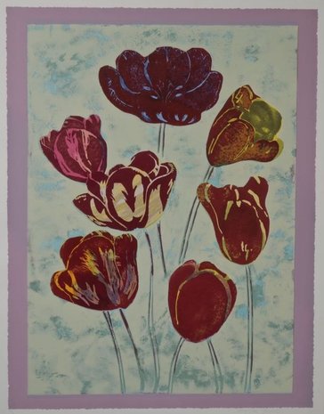 Marjan Jaspers - Tulpen I - 113,5 x 93,5 cm - Zeefdruk op papier - in aluminium lijst