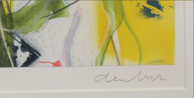 Wiegen den Uyl - Abstracte compositie - 51 x 41 cm - Gemengde techniek op papier - ingelijst