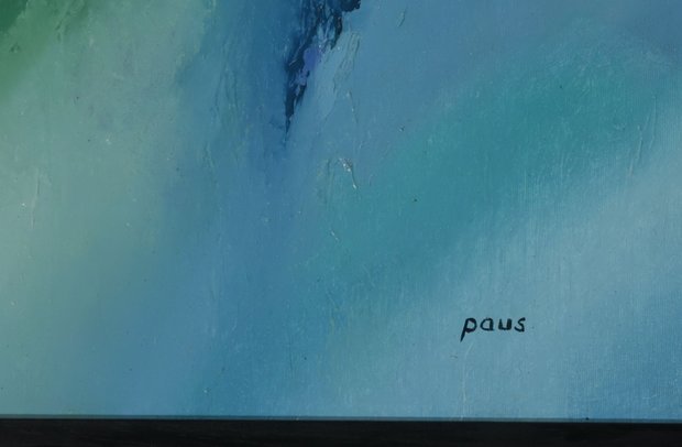 Hans Paus - Abstracte compositie - 78 x 98 cm - olieverf op doek - in houten lijst