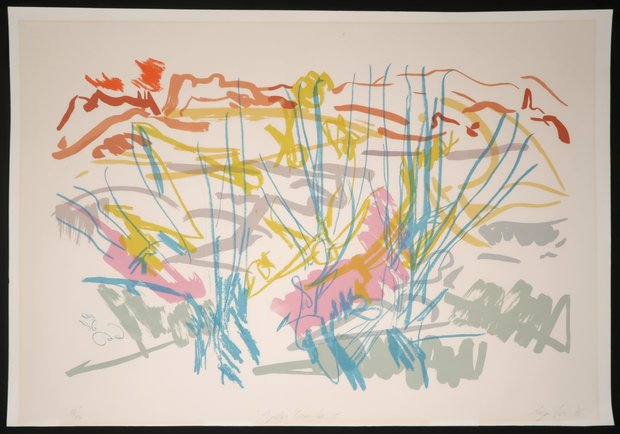 Darja Vos - Abstracte compositie - 68,5 x 98 cm - Zeefdruk op papier
