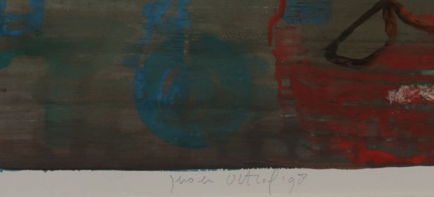 Jeroen Olthof - zonder titel - 63 x 53 cm - Gouache op papier - in houten lijst
