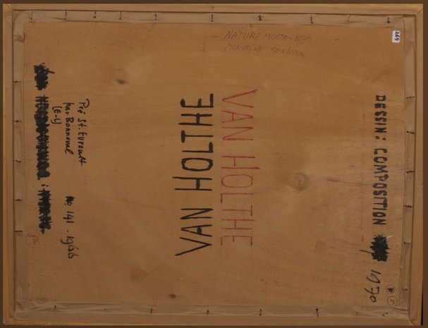Jan van Holthe - Nature Morte - 54,5 x 69 cm - Monotype op papier - in houten lijst