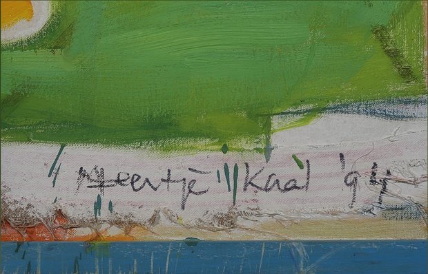 Meertje Kaal - zonder titel - 128 x 103 cm - Olieverf en collage op doek - in houten lijst zonder glas