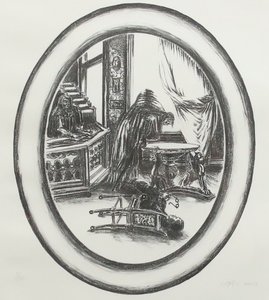 Bernard Verhoeven - Tempeldienst, 2 dagen in de hemel - 57,5 cm x 48 cm - Litho op papier - in houten lijst